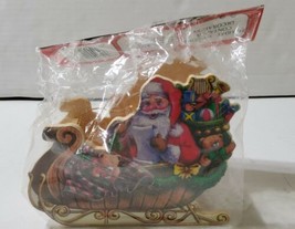 Vintage Holiday Designs Wooden Chirstmas Ornament Santa Sleigh Container NIP  - £22.21 GBP