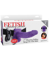 Fetish Fantasy Series 7&quot; Vibrating Hollow Strap On W/balls - Purple - £46.33 GBP+