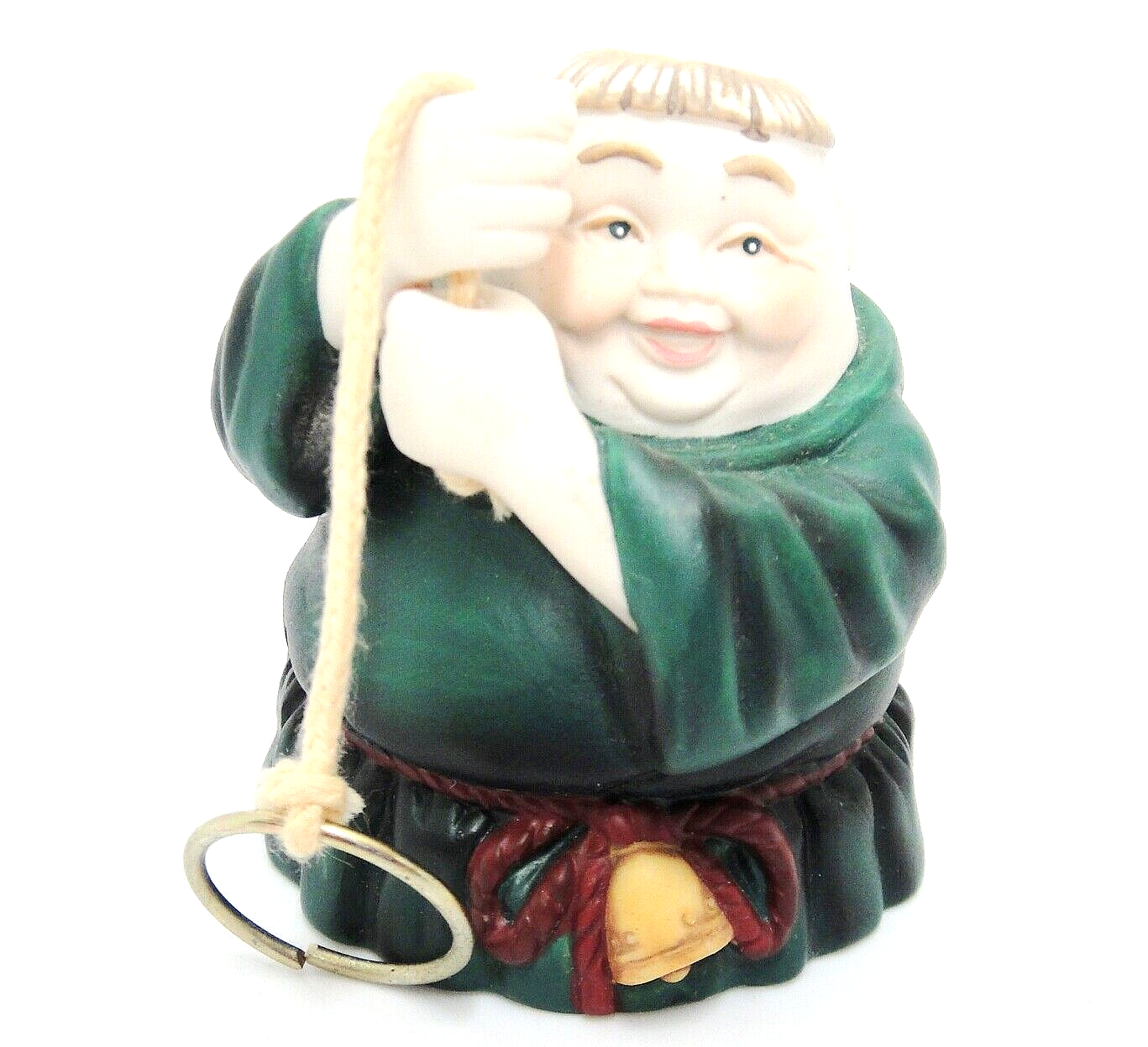 Dept 56 Friar Monk Church Bell Ringer Porcelain Green Robe Legs are Clapper - $9.41