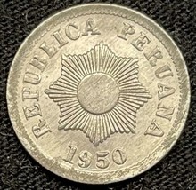 1955 Republic of Peru 2 Centavos Coin Uncirculated+ - £6.23 GBP