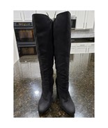 Veira Knee High Boots Womens 8 Black Solid Suede Round Toe Block Heel Si... - $66.34 CAD