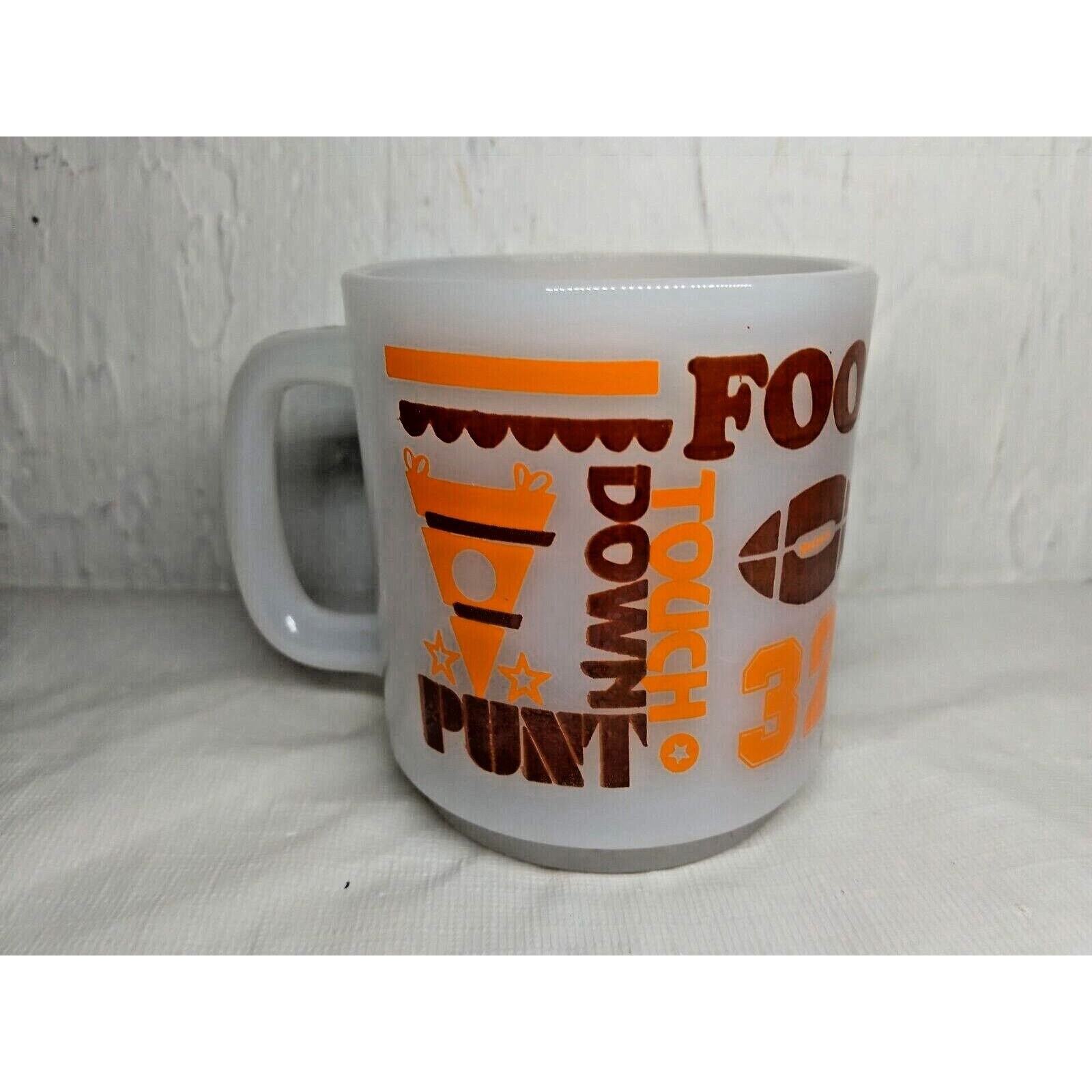 Vintage Glass Football Mug Orange Brown - Touchdown Punt Tackle Field Go... - £10.41 GBP