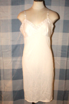 Vintage Women&#39;s Sear&#39;s Nylon White Sheer Lace Full Slip On Lingerie Size 36 - £19.61 GBP