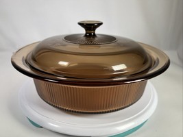 Pyrex Visions Corning Ribbed Amber Color Oven Casserole Dish V-33-B 2.5 Quart - £16.43 GBP