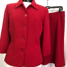 Donna Morgan Women Skirt Suit 2 Pc Deep Red Size 8 - £31.24 GBP