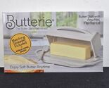 Butterie Butter Dish Attached Flip Top Lid Home Kitchen Ivory Butter Kni... - $17.77