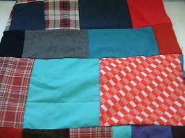 Vintage patchwork quilt top blanket squares multi-color craft sewing sup... - £19.14 GBP