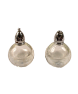 Crystal Salt and Pepper Shakers Cracked Round Shape - $11.29