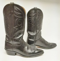 Acme Boots Western Cowboy Leather Black Men&#39;s 10 D Vintage - £60.92 GBP