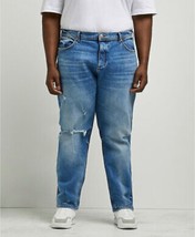 RIVER ISLAND Big &amp; Tall Blue Dean Straight Fit Ripped Jeans W42 L36 (exp88) - £14.93 GBP