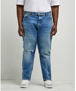 RIVER ISLAND Big &amp; Tall Blue Dean Straight Fit Ripped Jeans W42 L36 (exp88) - £7.54 GBP