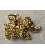 Vintage House of Borvani HOBCO Gold Tone Rhinestone Elephant Charm Penda... - $33.92 CAD