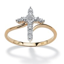 Womens 18K Gold Over Sterling Silver Diamond Accent Cross Ring Size 6,7,8,9,10 - £157.31 GBP