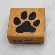 Dog Paw Print Comotion 2x2 Inch Wood Mounted Rubber Stamp - $3.95