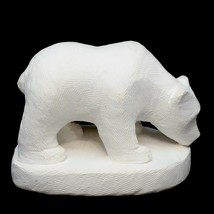 Pottery Clay Polar Bear Sculpture White Figurine Statue Handmade 6&quot; h. Vintage - $34.62