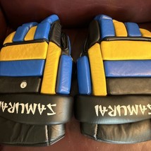 Adult Samurai Hockey Gloves Blue Yellow Black 11&quot; Large NEW - $47.65