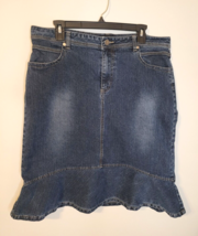 Kikit Jeans Maurice Sasson Skirt Blue Denim Modest 24.5&quot; Flare Hem No Slit Sz 16 - £11.09 GBP