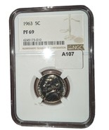 1963 Jefferson 5 Cents Nickel Graded NGC PF 69 Low Pop Free Shipping - £47.68 GBP