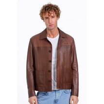 Vinci The Glasgow Tan Handwoven Leather Men Jacket image 8