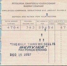 Vintage Pittsburgh Chartiers Youghiogheny Railroad Company Employee Pays... - $12.99