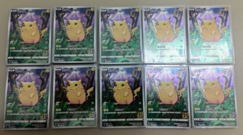 Primary image for 10 Pcs/Lot Pokemon 25th Anniversary Chinese Pikachu 001/028 s8a Holo Mint Cards