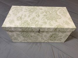 Large Ivory White Floral Pattern Jewelry Storage Box 16x8x8&quot; inches Folds Open - £12.97 GBP
