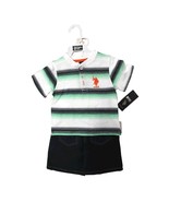 US POLO TODDLER 2 PIECES SET 2T-4T (3T, WHITE/GREEN STRIPES) - $22.84 CAD