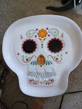 Halloween Sugar Skull Serving Tray Pba Free White Color New - £1.98 GBP