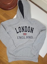 Youth Gray pullover hoodie Sweatshirt London, England XL 14 16 - $11.88