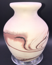 VTG Nemadji Pottery Vase Black &amp; Brown Swirls 5.5&quot; Tall 4.5&quot; Diameter USA - $18.69