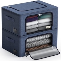 Sorbus Storage Bins with Metal Frame - Stackable &amp; Foldable Clothes Organizer Ba - £34.78 GBP