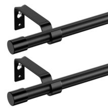 Curtain Rods 28-48in 5/8" Metal Adjustable 2 Pack Black with Brackets - €12,17 EUR