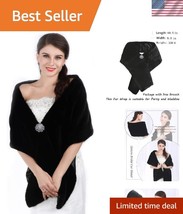 Charming Faux Fur Shawl with Clasps &amp; Brooch - Perfect for Bridal Parties - $39.00