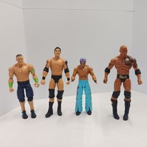 2011 Mattel WWE Action Figures The Rock, Rey Mysterio, John Cena, Wade Barrett  - £37.16 GBP