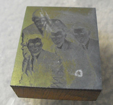 Vintage Wood &amp; Metal Printer Block Stamp - Image of a Band of 4 Men - £13.23 GBP