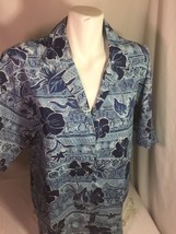 Carilau  New York Men Blue Hawaiian Shirt Floral Button Up Size Xl  Bin59#9 - $26.90