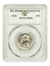 1938 25c PCGS Proof 68 ex: D.L. Hansen - $9,268.35