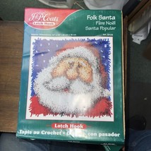 J&amp;P Coats Holiday Folk Santa Unused Latch Hook Rug Kit Boxed 12&quot; X 12&quot; Vintage - £22.11 GBP