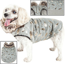 Pet Life &#39;Gold-Wagger&#39; Gold Leaf Designer Fashion Mink Fur Dog Coat Jacket - £22.37 GBP+