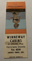 Matchbook Cover Matchcover Girly Girlie Pinup Winneway Cabins Quebec Canada - $1.90