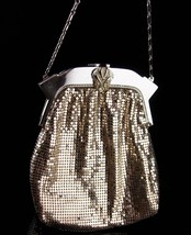 SIlver Flapper purse / vintage Whiting &amp; Davis mesh purse / rhinestone c... - $145.00