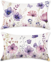Floral Throw Pillow Covers 12X20 Set of 2 Spring Summer Outdoor Decor Lumbar Pil - £16.11 GBP