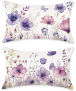 Floral Throw Pillow Covers 12X20 Set of 2 Spring Summer Outdoor Decor Lu... - £15.98 GBP