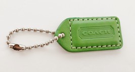 Vintage COACH Leather Key Fob Chain Hang Tag 2&quot; Green - £23.56 GBP