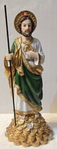 San Judas Tadeo Saint Jude Apostle Money Staff Robe Religious Figurine Statue - £32.43 GBP