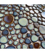 Glazed Pebble Porcelain Tile Aqua Brown Heart-Shaped Mosaic Wall and Flo... - £11.91 GBP+
