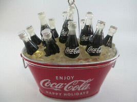 Coca-Cola Kurt Adler Coke Bottles Oval Bucket Pail Holiday Christmas Ornament - £11.45 GBP