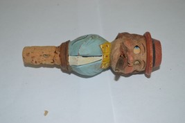 Unusual Wooden Cork Stopper, lever turns eyes, hat and cigar - £35.54 GBP