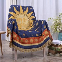 Erke Moon And Sun Throw Blanket Chair Recliner Cover Bed Spread, Yellow / Blue. - £35.95 GBP