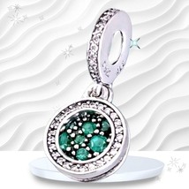 PANDORA Sparkling Green Disc  Charm 799186C02 Us Seller - £34.14 GBP